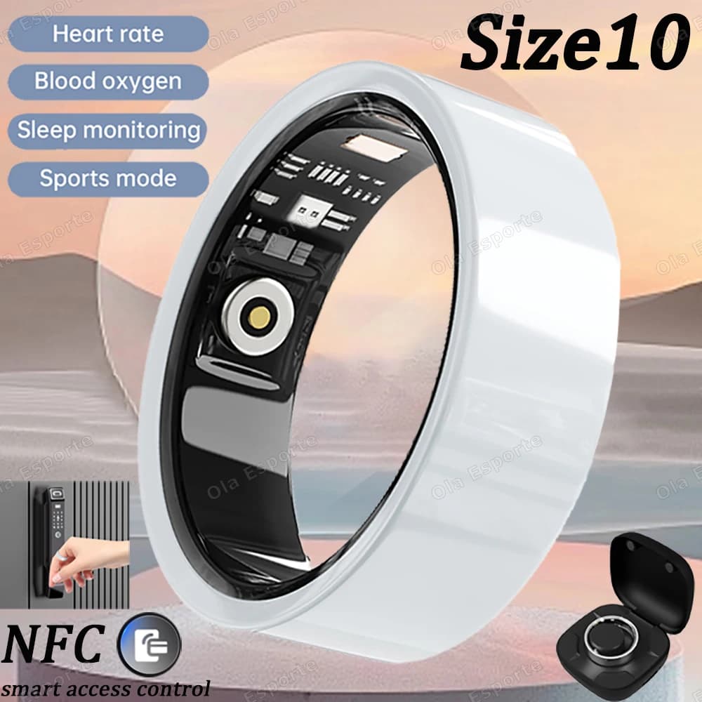 Ceramiczny inteligentny pierścień – Smart Ring, monitorowanie tętna, natlenienia krwi i snu, wodoodporny, z trybami wielosportowymi, nowość 2026 💍📊