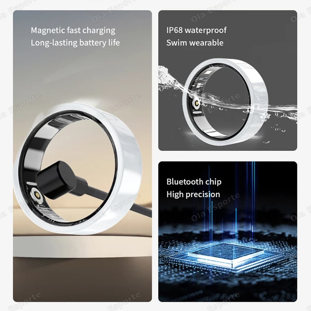 Ceramiczny inteligentny pierścień – Smart Ring, monitorowanie tętna, natlenienia krwi i snu, wodoodporny, z trybami wielosportowymi, nowość 2026 💍📊