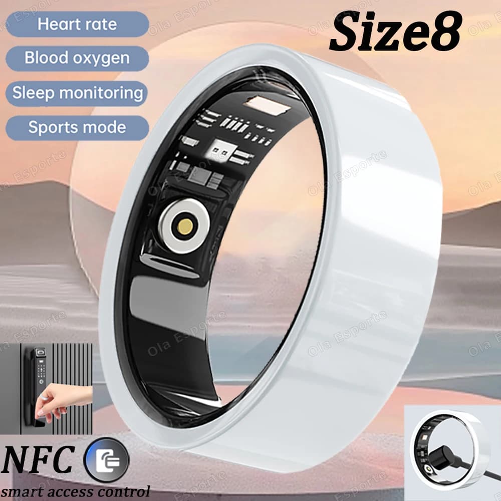 Ceramiczny inteligentny pierścień – Smart Ring, monitorowanie tętna, natlenienia krwi i snu, wodoodporny, z trybami wielosportowymi, nowość 2026 💍📊