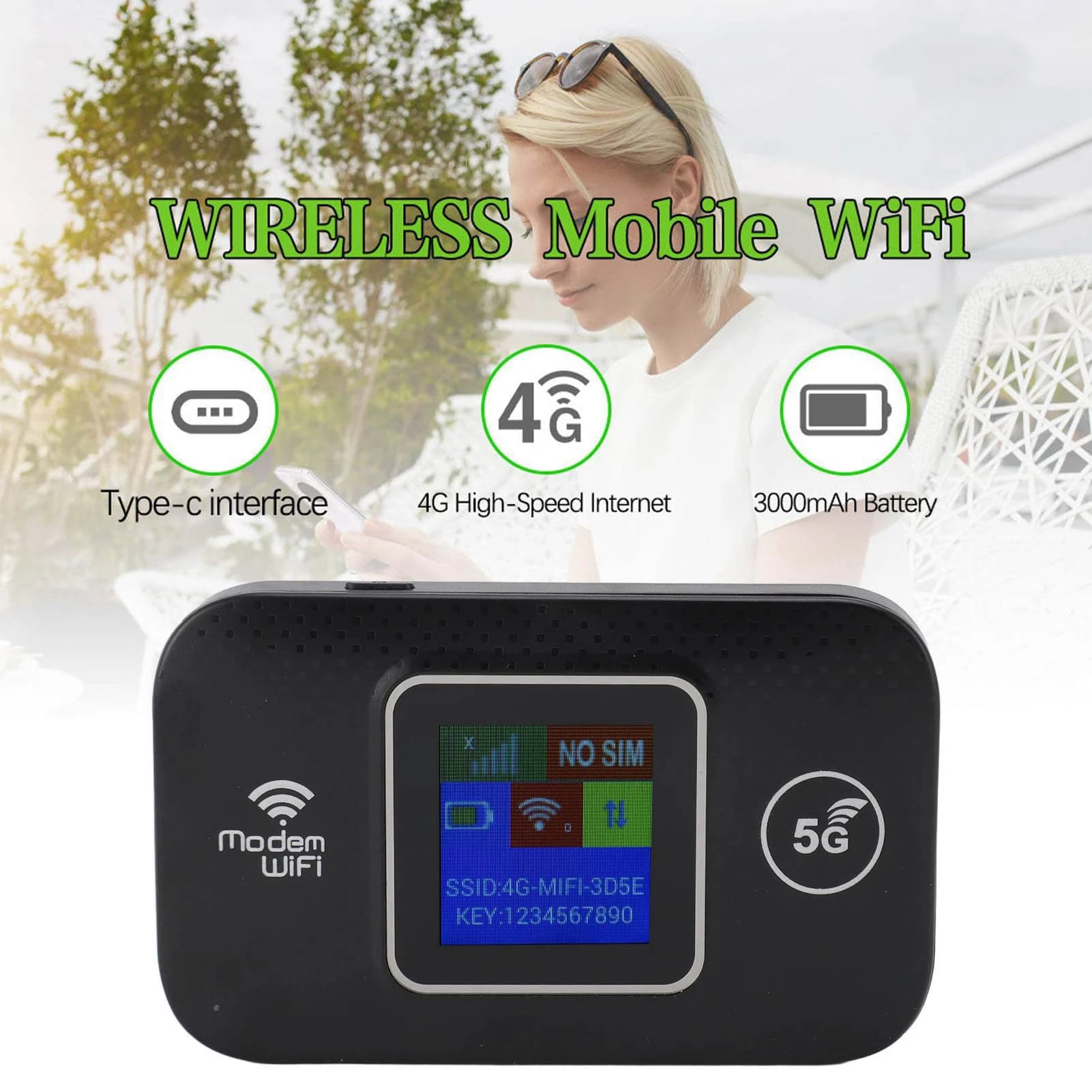 Przenośny router WiFi 4G LTE – mobilny hotspot USB 150 Mbps / 300 Mbps z wyświetlaczem LCD, do podróży po Europie, obsługa do 10 urządzeń jednocześnie 📶🌍