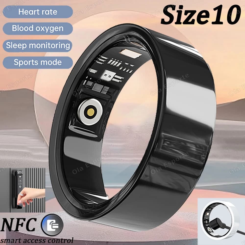 Ceramiczny inteligentny pierścień – Smart Ring, monitorowanie tętna, natlenienia krwi i snu, wodoodporny, z trybami wielosportowymi, nowość 2026 💍📊